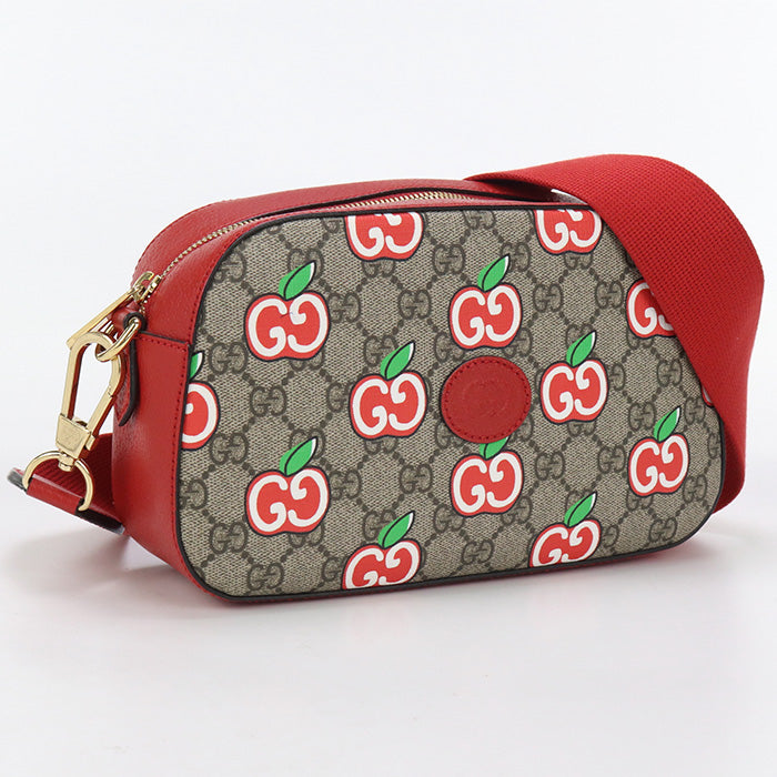 GUCCI 574886 GG Apple Supreme Cross body bag Shoulder Coated leather beige Women