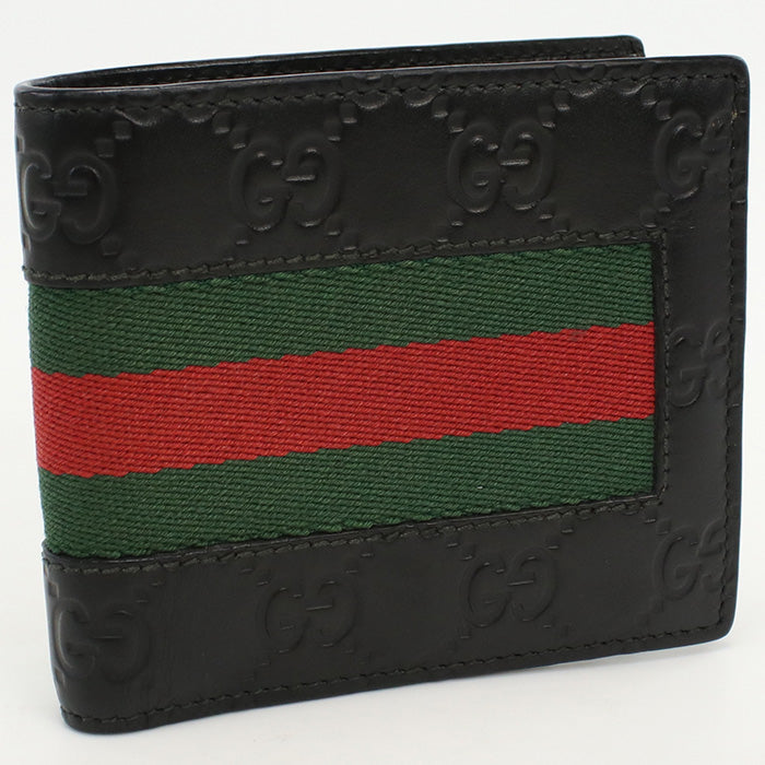 GUCCI 408826 Bi-fold wallet Zykneechar Web Strap gucci sima coin wallet leather,canvas black mens
