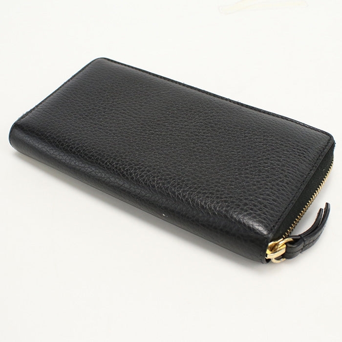 GUCCI 456117 CAO0G 1000 Long Wallet GG Marmont Zip Around Purse black Women(unisex)