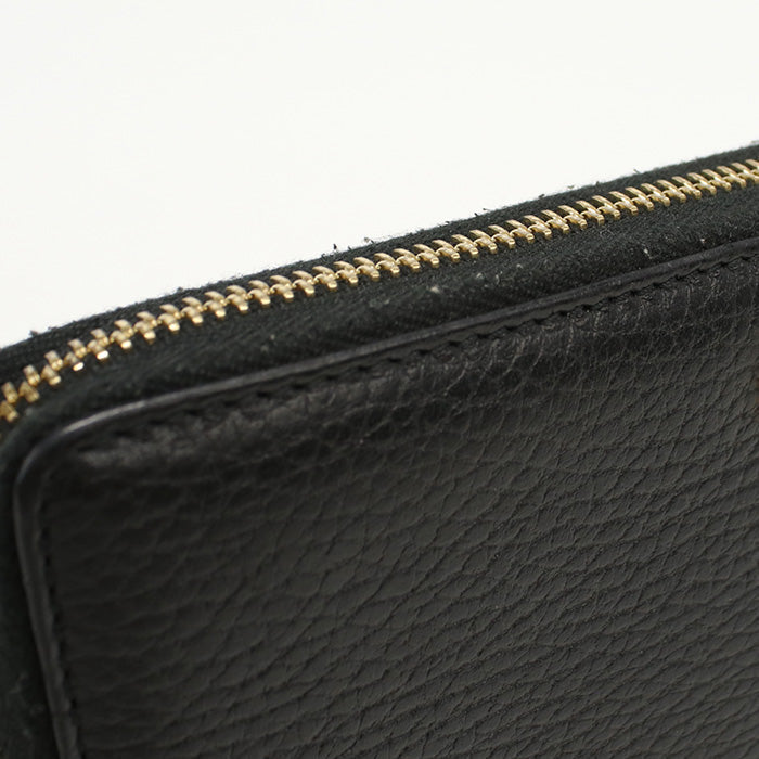 GUCCI 456117 CAO0G 1000 Long Wallet GG Marmont Zip Around Purse black Women(unisex)