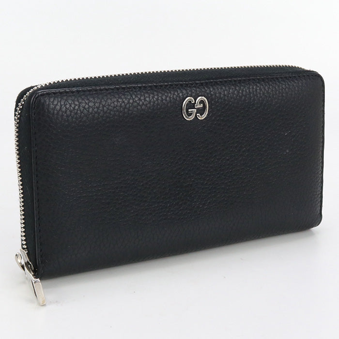 GUCCI 473928 A7M0N 1000Long wallet Interlocking G Zip Around Zippy Wallet Purse leather black mens(unisex)