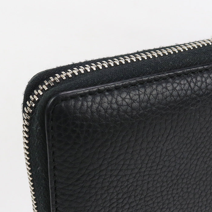 GUCCI 473928 A7M0N 1000Long wallet Interlocking G Zip Around Zippy Wallet Purse leather black mens(unisex)