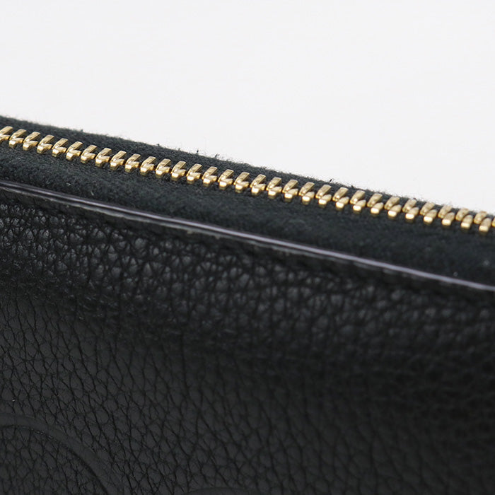GUCCI 658691 Long Wallet GUCCI logo Zip around wallet Purse leather black unisex