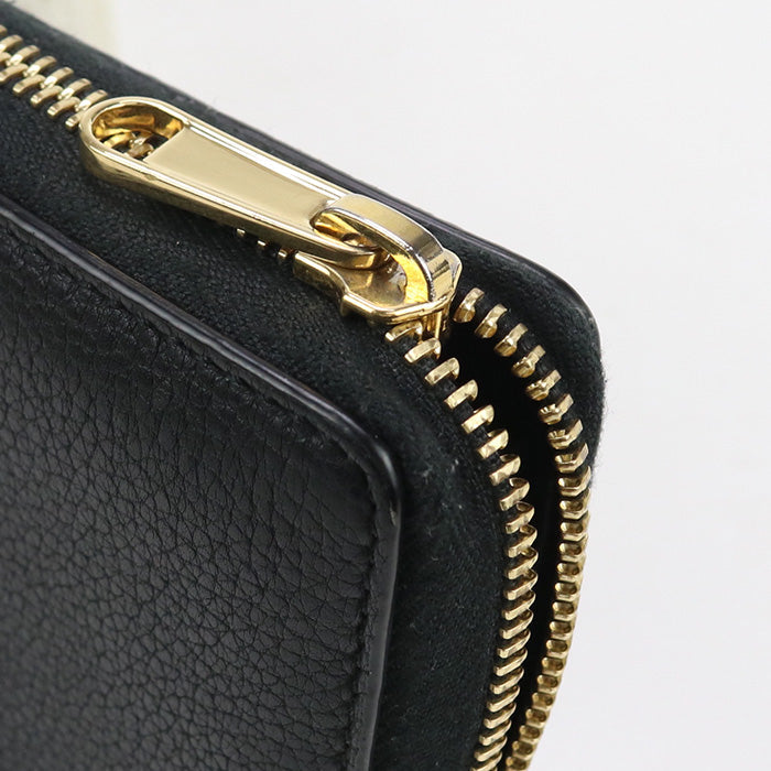 GUCCI 658691 Long Wallet GUCCI logo Zip around wallet Purse leather black unisex
