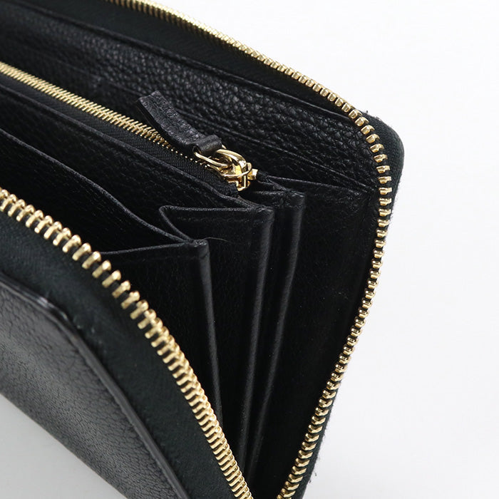 GUCCI 658691 Long Wallet GUCCI logo Zip around wallet Purse leather black unisex