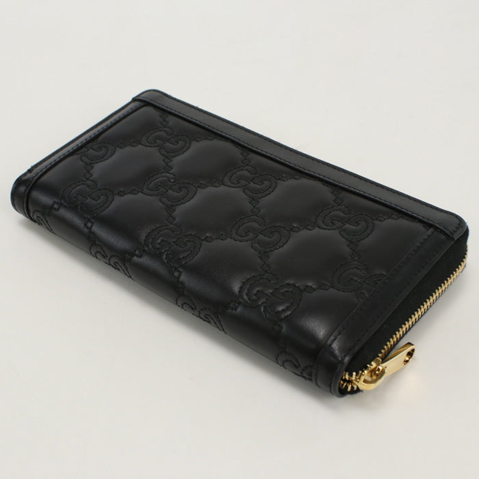 GUCCI 723784 UM8IG 1000 Long Wallet GG matelasse Zip around wallet Purse leather black Women