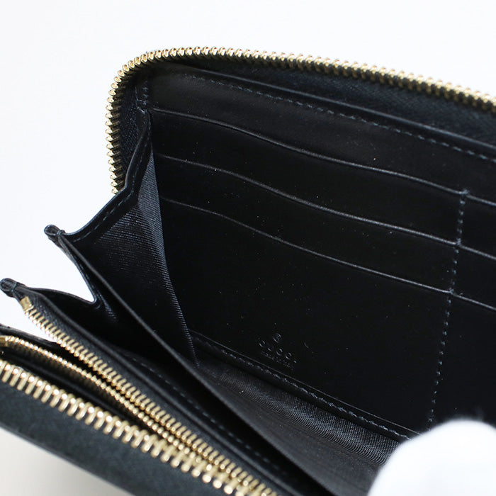 GUCCI 723784 UM8IG 1000 Long Wallet GG matelasse Zip around wallet Purse leather black Women