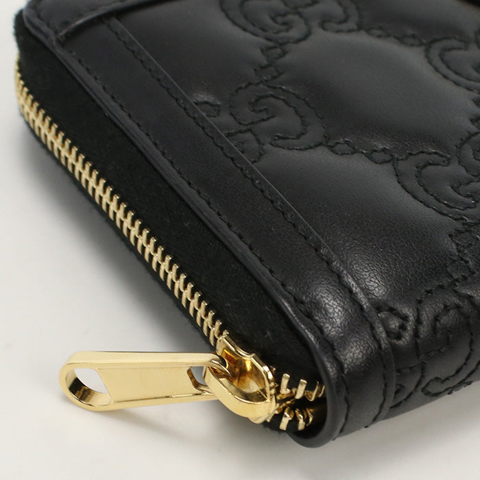 GUCCI 723784 UM8IG 1000 Long Wallet GG matelasse Zip around wallet Purse leather black Women