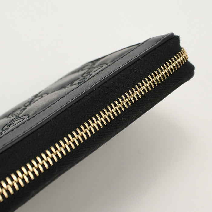 GUCCI 723784 UM8IG 1000 Long Wallet GG matelasse Zip around wallet Purse leather black Women