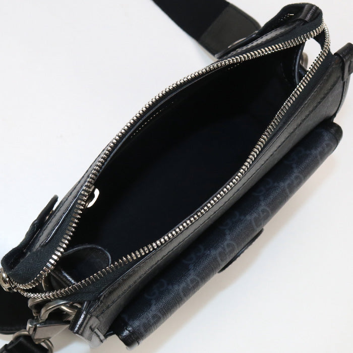 GUCCI 674164 Shoulder Bag Interlocking G Messenger bag GG Supreme Canvas,leather black mens