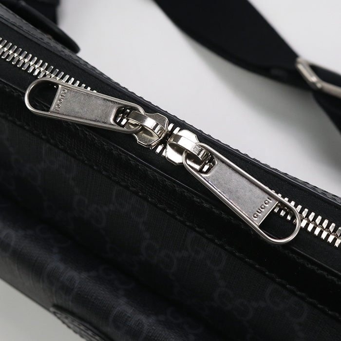 GUCCI 674164 Shoulder Bag Interlocking G Messenger bag GG Supreme Canvas,leather black mens