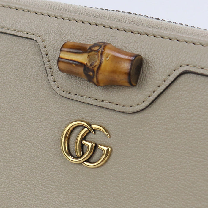 GUCCI 658634 Diana Bamboo Continental wallet Purse leather beige Women