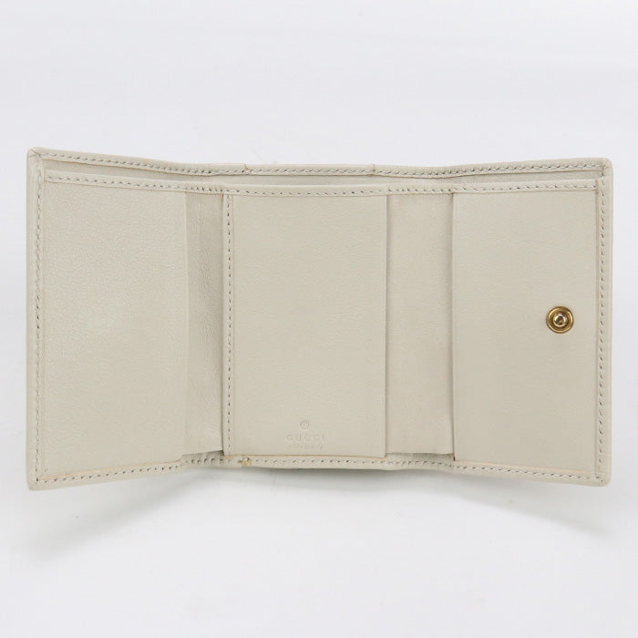 GUCCI 658633 Bamboo GG Marmont Compact wallet Three fold  leather white Women