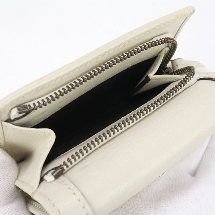 GUCCI 658633 Bamboo GG Marmont Compact wallet Three fold  leather white Women