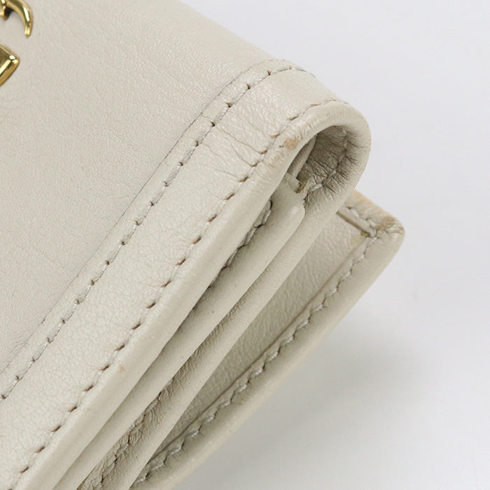 GUCCI 658633 Bamboo GG Marmont Compact wallet Three fold  leather white Women