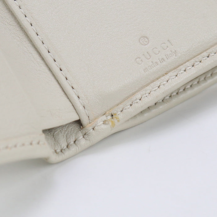 GUCCI 658633 Bamboo GG Marmont Compact wallet Three fold  leather white Women