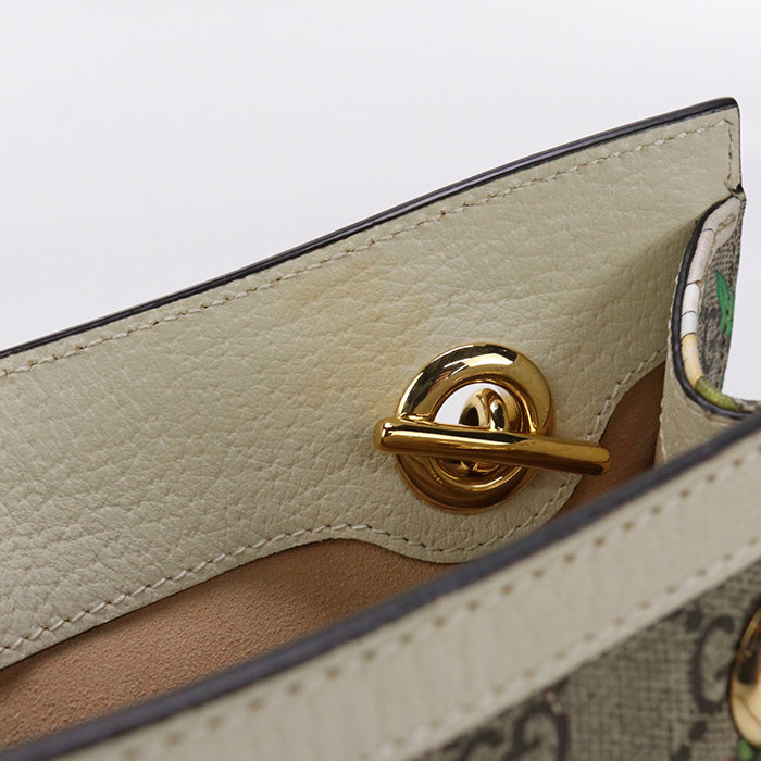 GUCCI 498156 Shoulder Bag Flora Padlock Small ChainShoulder Bag GG Supreme Canvas,leather beige Women