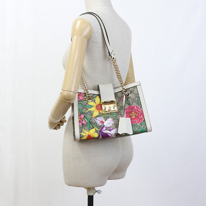 GUCCI GU81225 Small Shoulder Bag Padlock  GG Supreme Canvas beige Women