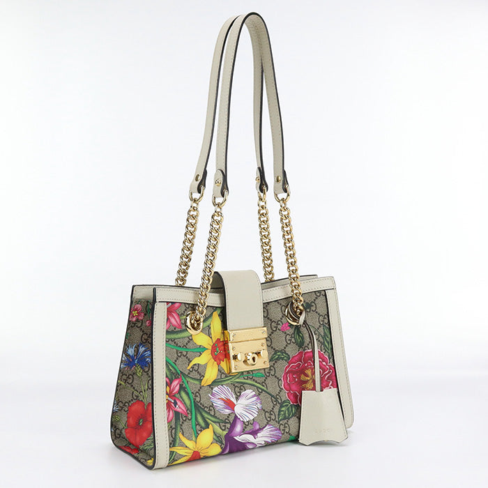 GUCCI GU81225 Small Shoulder Bag Padlock  GG Supreme Canvas beige Women