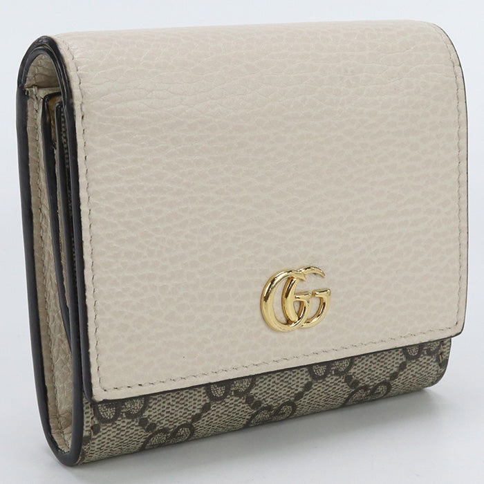GUCCI 598587 17WAG Bi-fold wallet Marmont Double G Medium wallet GG Supreme Canvas,leather beige Women
