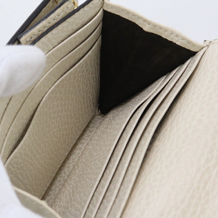 GUCCI 598587 17WAG Bi-fold wallet Marmont Double G Medium wallet GG Supreme Canvas,leather beige Women
