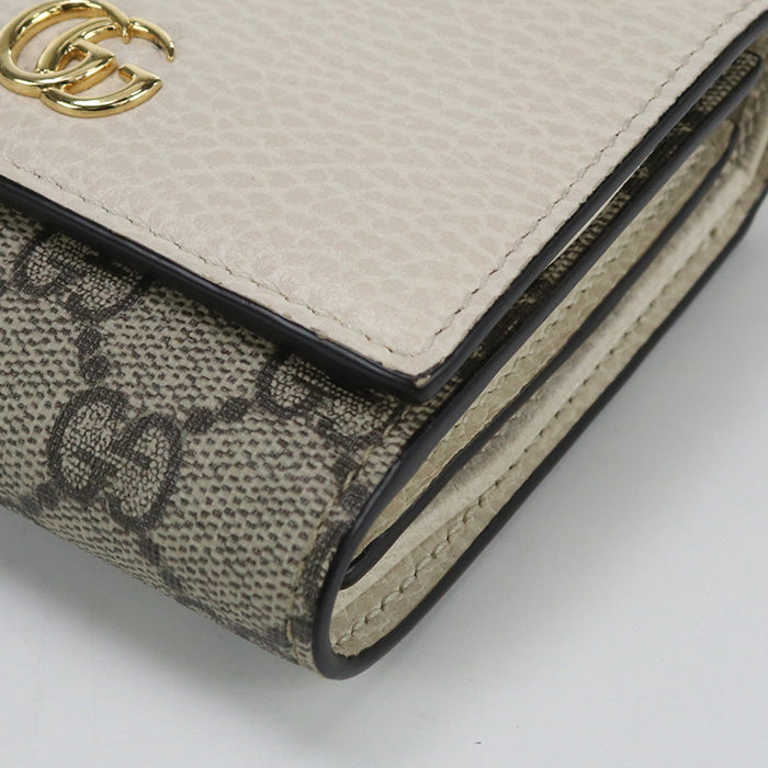 GUCCI 598587 17WAG Bi-fold wallet Marmont Double G Medium wallet GG Supreme Canvas,leather beige Women
