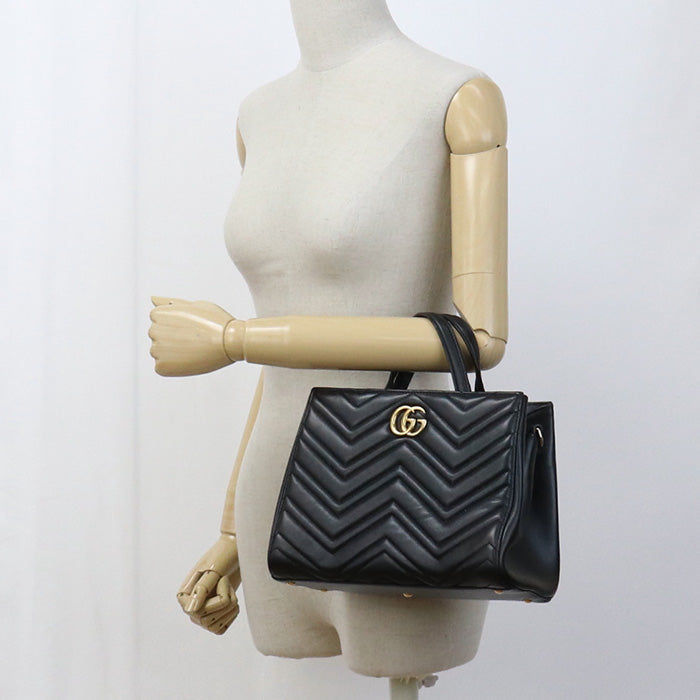 GUCCI 448054 1000 Tote Bag GG Marmont Quilting 2WAYTote Bag leather black Women