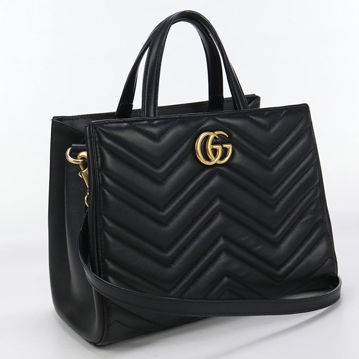 GUCCI 448054 1000 Tote Bag GG Marmont Quilting 2WAYTote Bag leather black Women