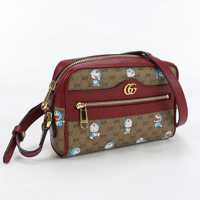 GUCCI 647784 Shoulder Bag Doraemon collaboration Mini bag pochette crossbody GG Supreme Canvas,leather beige Women