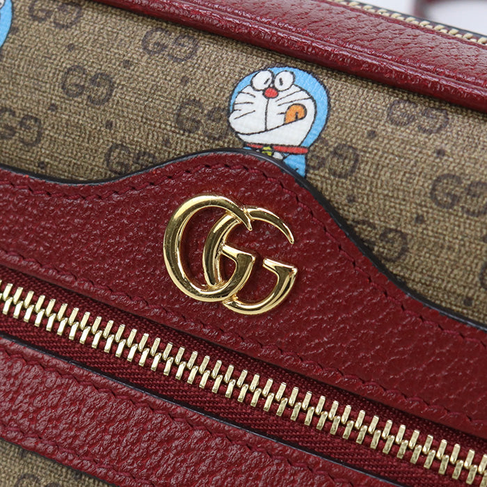 GUCCI 647784 Shoulder Bag Doraemon collaboration Mini bag pochette crossbody GG Supreme Canvas,leather beige Women