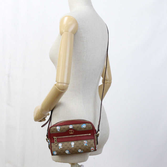 GUCCI 647784 Shoulder Bag Doraemon collaboration Mini bag pochette crossbody GG Supreme Canvas,leather beige Women