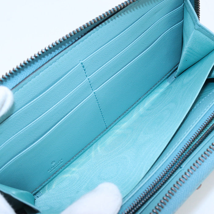GUCCI 658634 DJ20T Long Wallet Gucci Diana with Bamboo Zip around wallet leather Turquoise Women