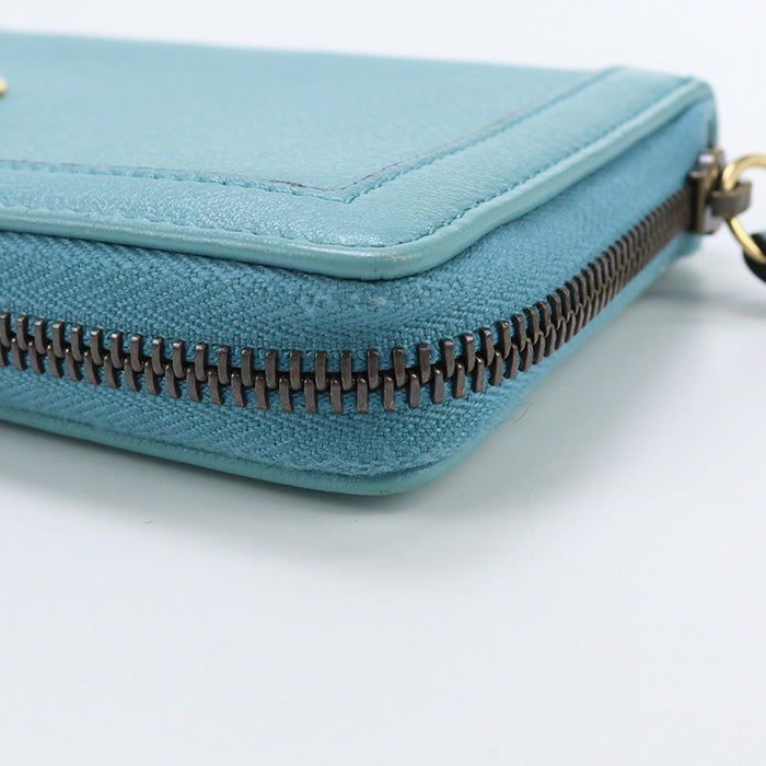GUCCI 658634 DJ20T Long Wallet Gucci Diana with Bamboo Zip around wallet leather Turquoise Women
