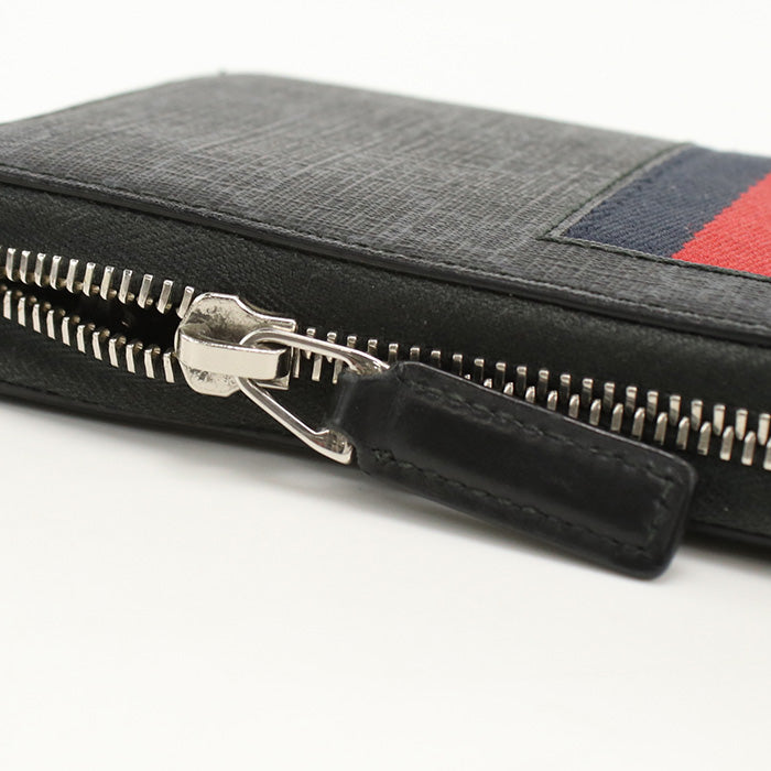 GUCCI 408831 Long Wallet GG Supreme Zipper Wallet PVC coated canvas black mens(unisex)