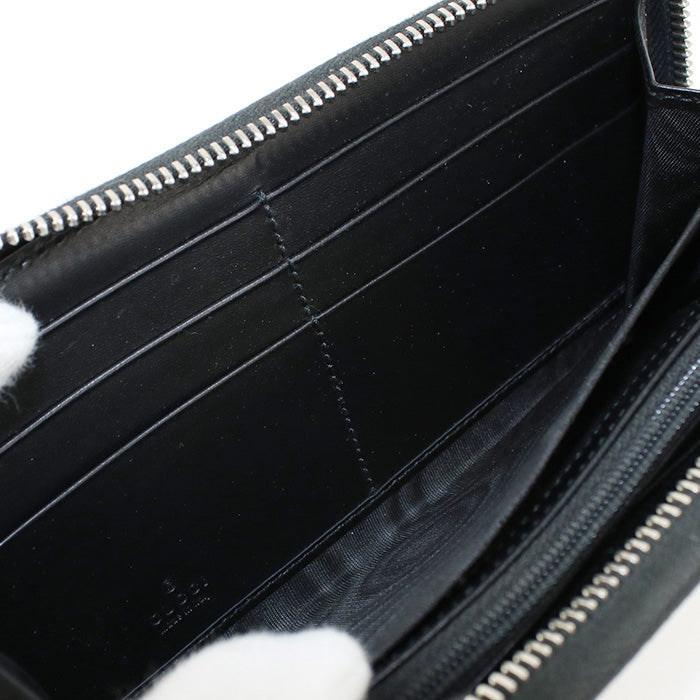GUCCI 408831 Long Wallet GG Supreme Zipper Wallet PVC coated canvas black mens(unisex)