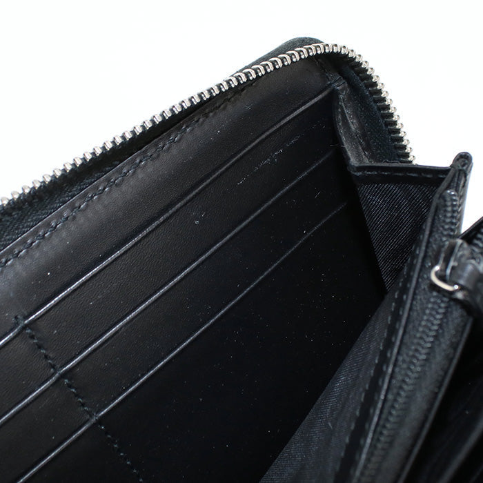 GUCCI 408831 Long Wallet GG Supreme Zipper Wallet PVC coated canvas black mens(unisex)