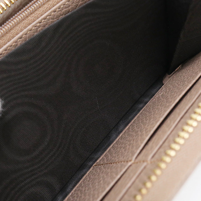 GUCCI 456117 CAO2G Long Wallet Double G Zip around wallet Purse leather beige Women