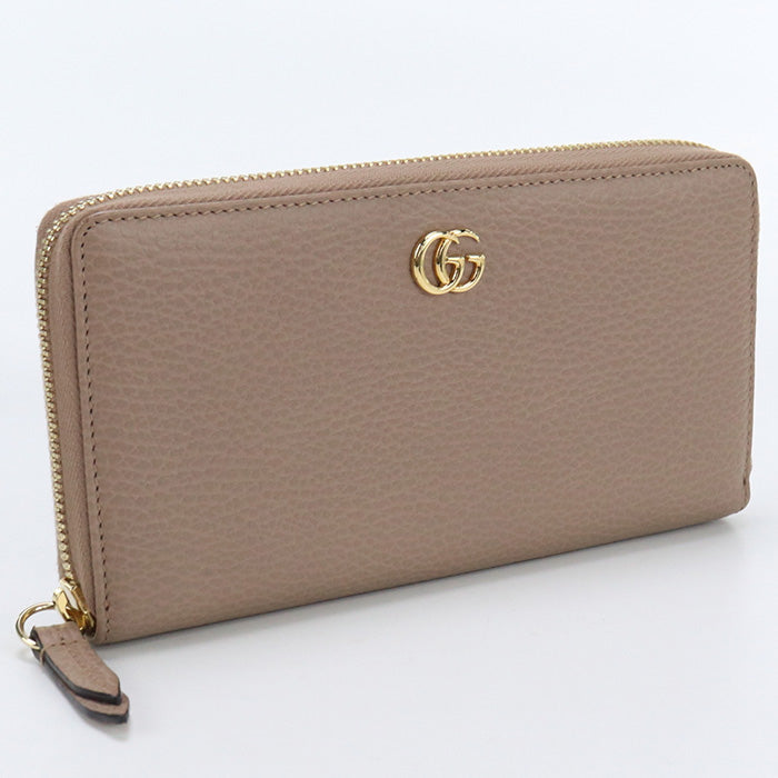 GUCCI 456117 CAO2G Long Wallet Double G Zip around wallet Purse leather beige Women