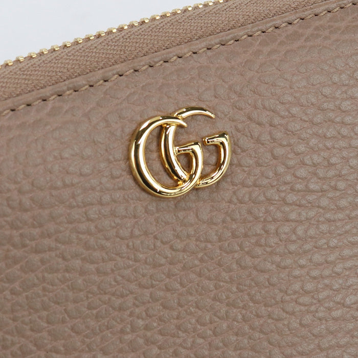 GUCCI 456117 CAO2G Long Wallet Double G Zip around wallet Purse leather beige Women