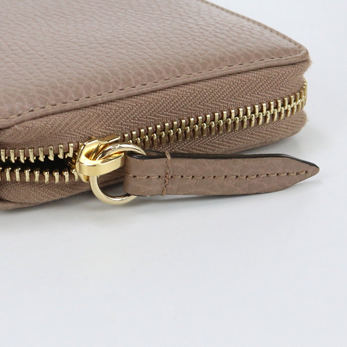 GUCCI 456117 CAO2G Long Wallet Double G Zip around wallet Purse leather beige Women