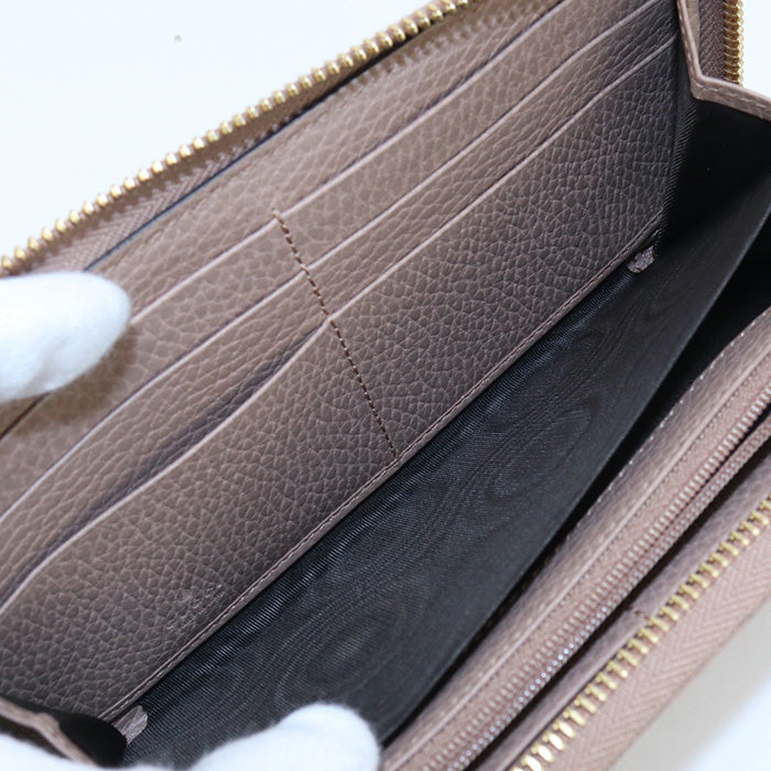 GUCCI 456117 CAO2G Long Wallet Double G Zip around wallet Purse leather beige Women