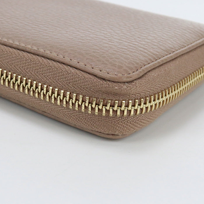 GUCCI 456117 CAO2G Long Wallet Double G Zip around wallet Purse leather beige Women
