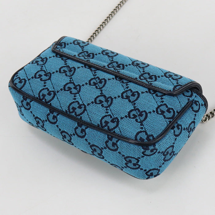 GUCCI GU81495 Quilted Super Mini Bag GG Marmont Shoulder GG canvas  blue Women