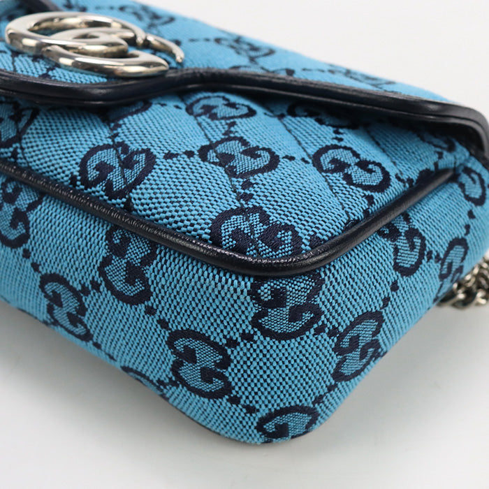 GUCCI GU81495 Quilted Super Mini Bag GG Marmont Shoulder GG canvas  blue Women