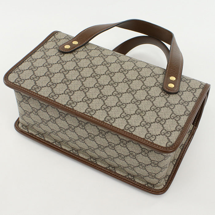 GUCCI 627323 Handbag Gucci Horsebit 1955 Small Top Handbag GG Supreme Canvas,leather beige Women