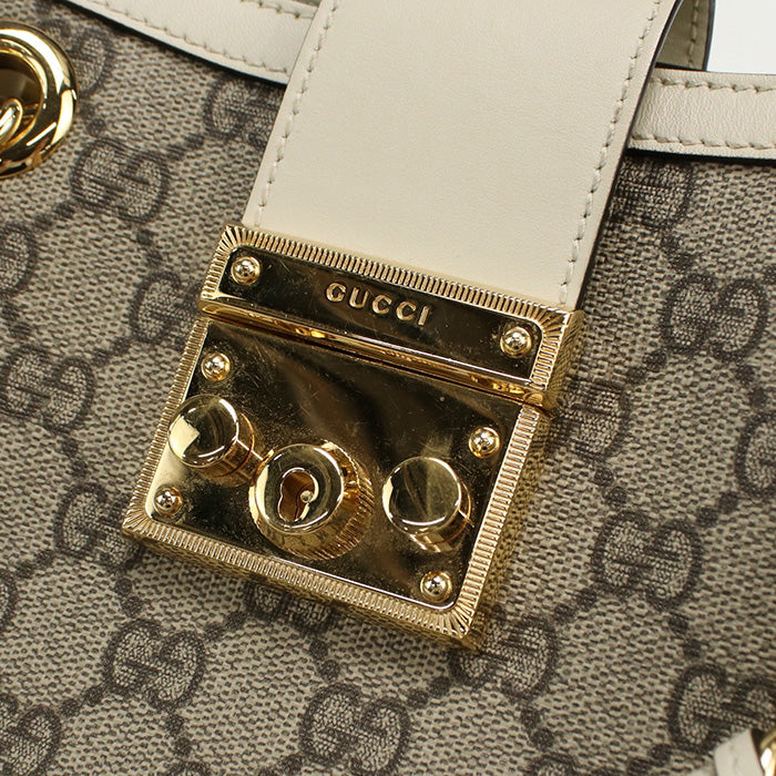 GUCCI 498156 KHNKG 9761 Shoulder Bag Padlock GG Supreme Small Tote Bag PVC coated canvas,leather beige Women