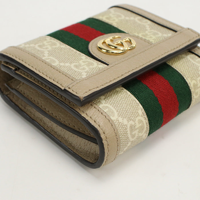 GUCCI 598662 UULAG 9682 Folded wallet Ofidia Bi-fold wallet GG Supreme Canvas,leather beige Women