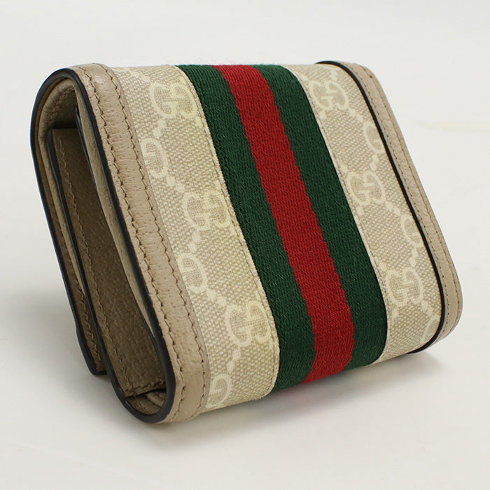 GUCCI 598662 UULAG 9682 Folded wallet Ofidia Bi-fold wallet GG Supreme Canvas,leather beige Women