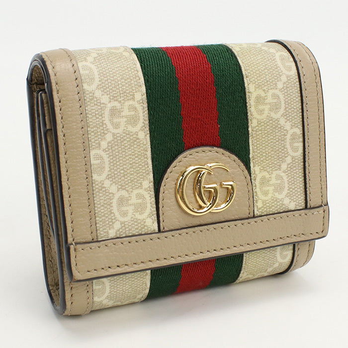 GUCCI 598662 UULAG 9682 Folded wallet Ofidia Bi-fold wallet GG Supreme Canvas,leather beige Women