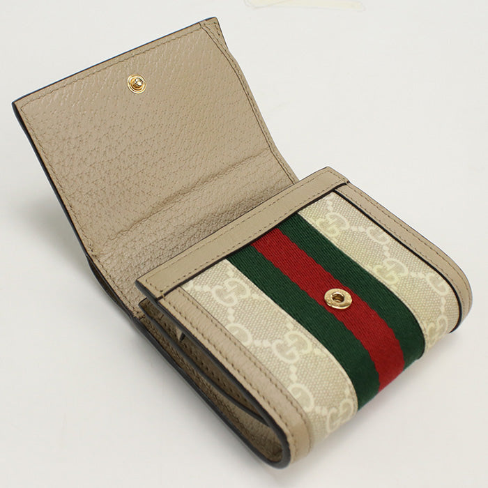 GUCCI 598662 UULAG 9682 Folded wallet Ofidia Bi-fold wallet GG Supreme Canvas,leather beige Women
